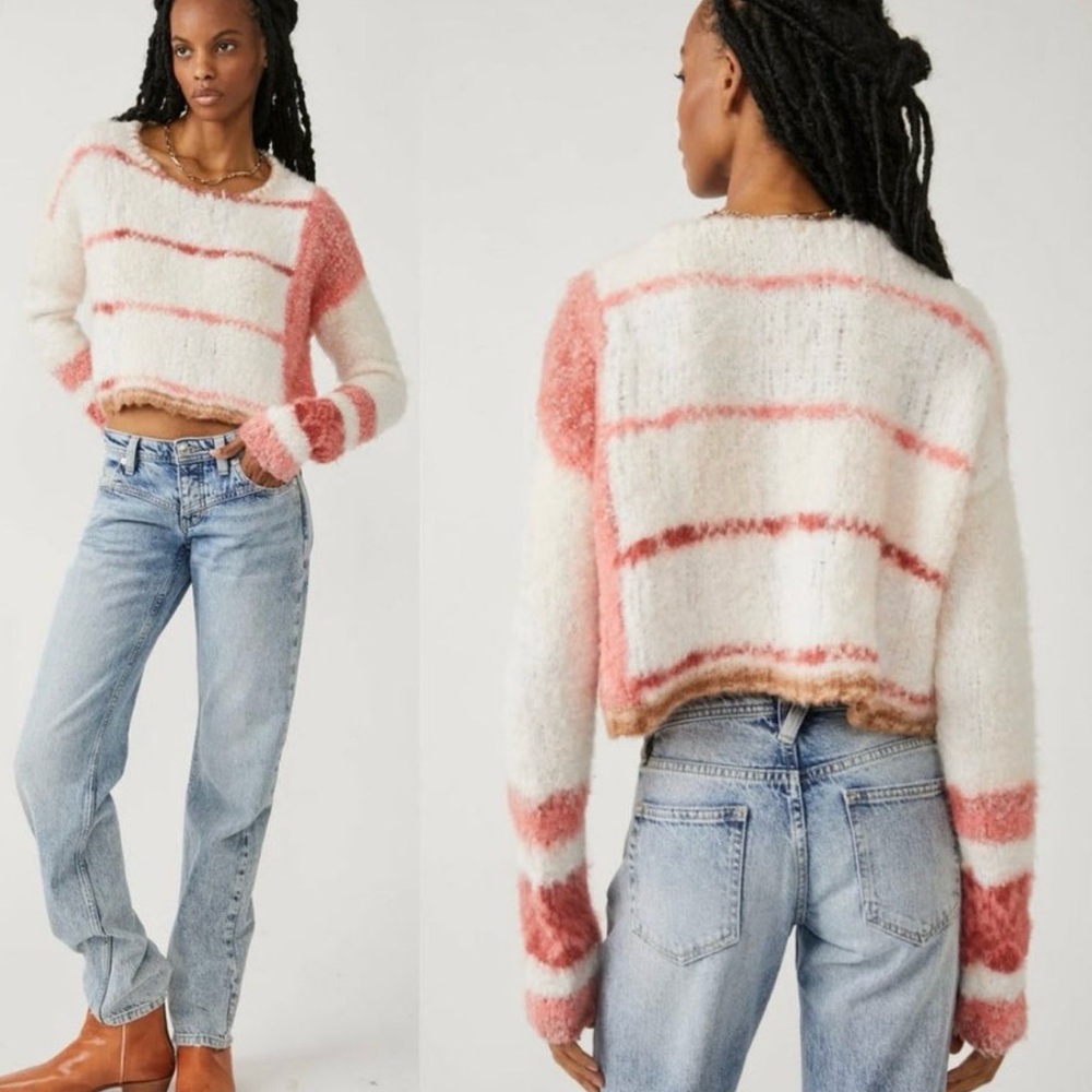 FREE PEOPLE Emerson Pullover Cropped Sweater (soft/cozy/plush/fuzzy)Small NWOT